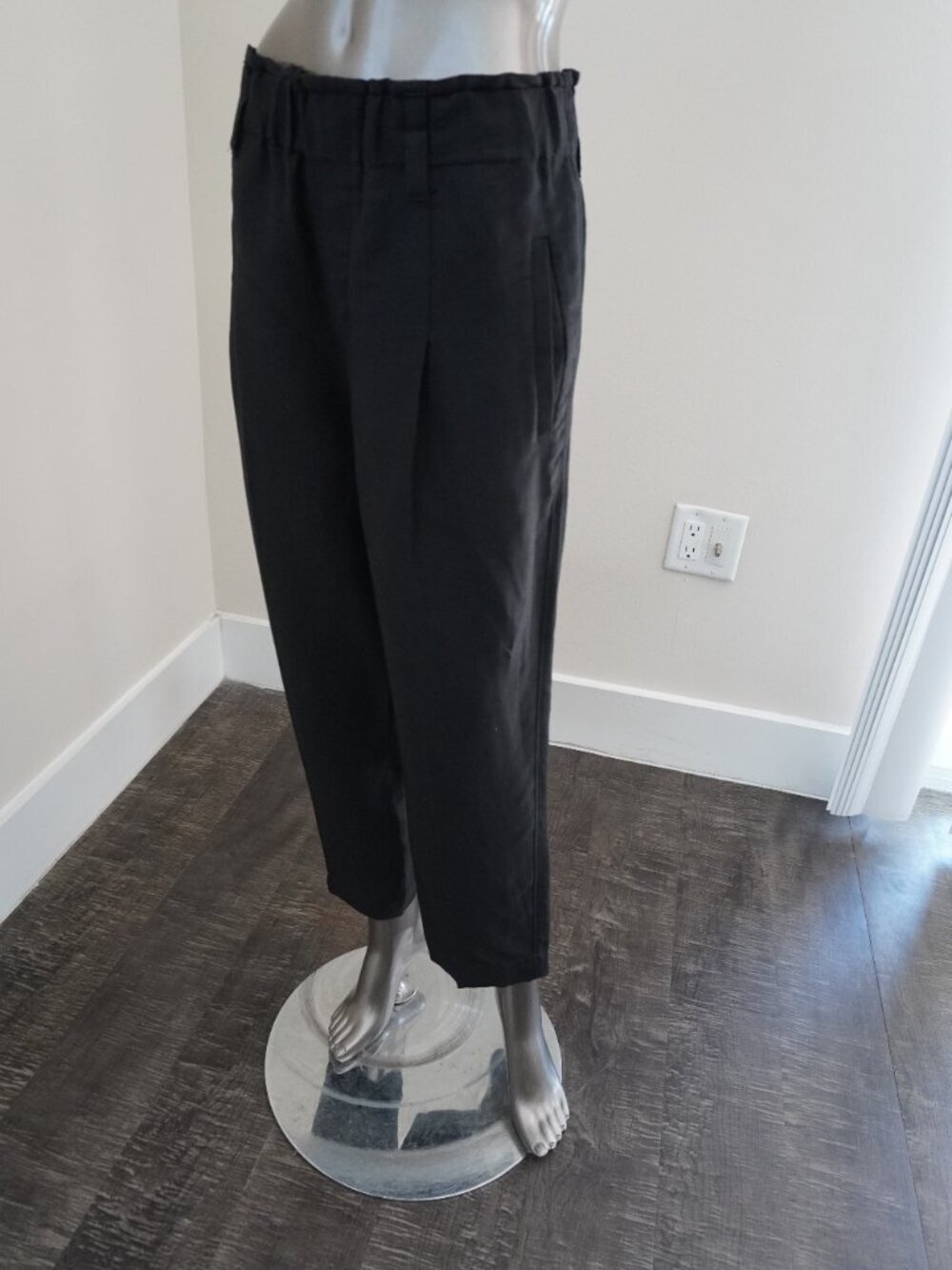 Brunello Cucinelli Black Pants Relax Elastic Waist 33x23 Viscose Linen Size 10 - Picture 5 of 9
